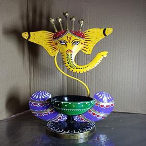 HAND PAINTED GANESHA T-LIGHT CANDLE HOLDER